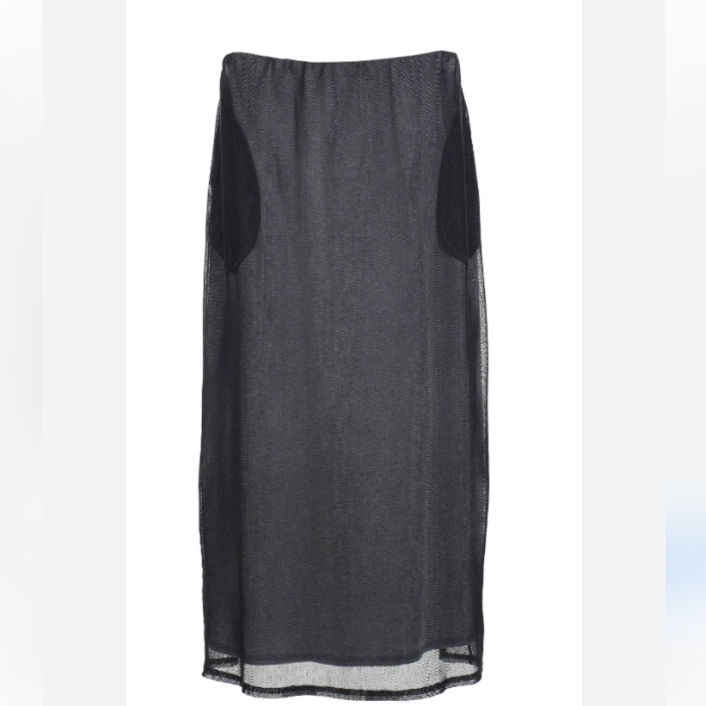 KEDZIOREK Black Mesh + Cotton Jersey Layered Skirt XL Pockets!